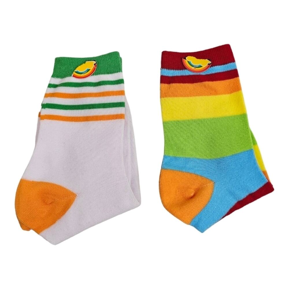 Rainbow Stripped Calf Length Socks 2 Pairs New